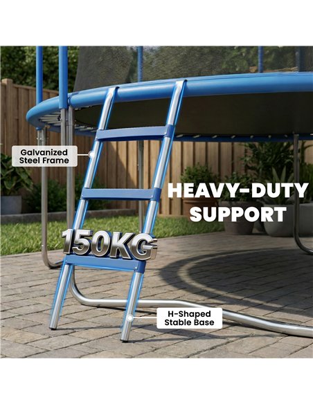 SPORTNOW Trampoline Ladder, 3-Steps with Horizontal Wide Steps, Universal Hook, Galvanised Steel Frame, 150kg Load Capacity - pic 196480 | FastDaddyshop