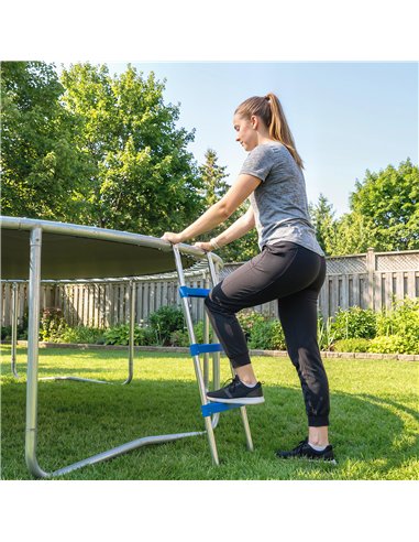 SPORTNOW Trampoline Ladder, 3-Steps with Horizontal Wide Steps, Universal Hook, Galvanised Steel Frame, 150kg Load Capacity