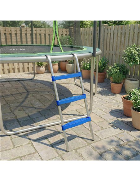 SPORTNOW Trampoline Ladder, 3-Steps with Horizontal Wide Steps, Universal Hook, Galvanised Steel Frame, 150kg Load Capacity - pic 196485 | FastDaddyshop