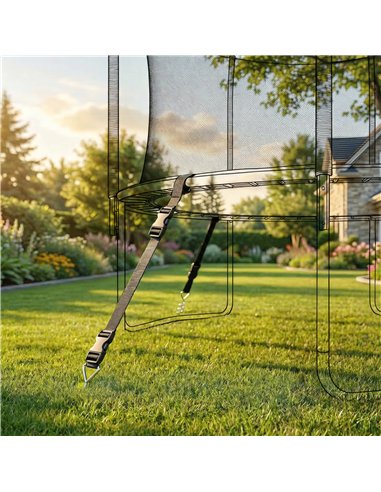 SPORTNOW 4Pcs Trampoline Anchor Kit, 32 cm Galvanised Trampoline Stakes, Spiral Ground Anchors with Triangle Head, Straps