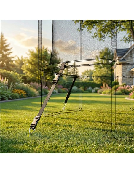 SPORTNOW 4Pcs Trampoline Anchor Kit, 32 cm Galvanised Trampoline Stakes, Spiral Ground Anchors with Triangle Head, Straps - pic 196487 | FastDaddyshop