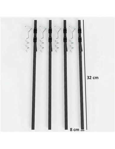 SPORTNOW 4Pcs Trampoline Anchor Kit, 32 cm Galvanised Trampoline Stakes, Spiral Ground Anchors with Triangle Head, Straps