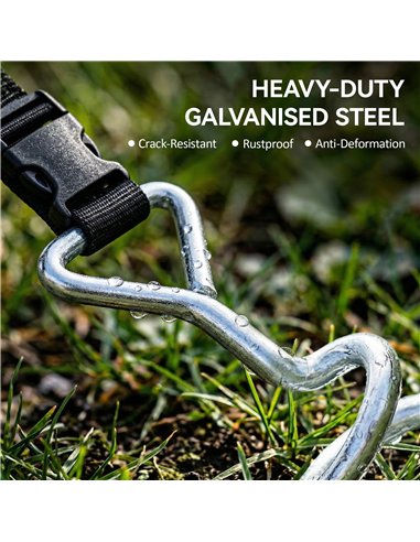 SPORTNOW 4Pcs Trampoline Anchor Kit, 32 cm Galvanised Trampoline Stakes, Spiral Ground Anchors with Triangle Head, Straps