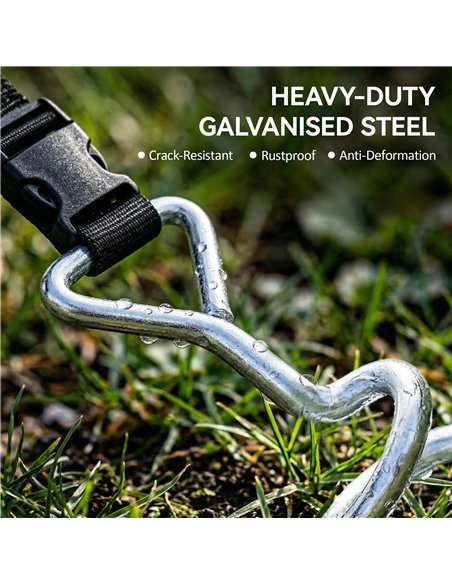 SPORTNOW 4Pcs Trampoline Anchor Kit, 32 cm Galvanised Trampoline Stakes, Spiral Ground Anchors with Triangle Head, Straps - pic 196490 | FastDaddyshop