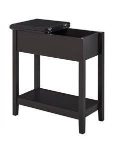 HOMCOM End Table, Narrow Side Table with Flip Top , Shelf, Dark Coffee