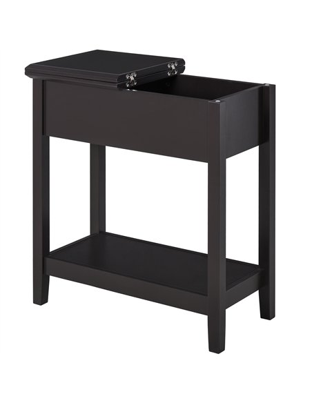 HOMCOM End Table, Narrow Side Table with Flip Top , Shelf, Dark Coffee - pic 196495 | FastDaddyshop
