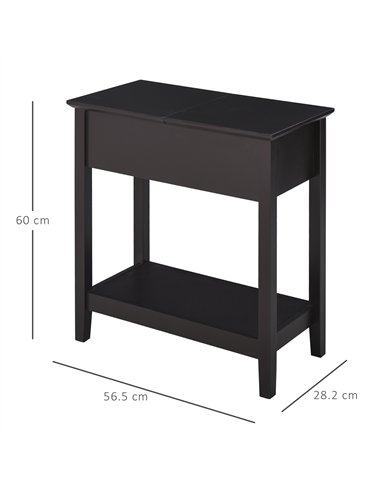 HOMCOM End Table, Narrow Side Table with Flip Top , Shelf, Dark Coffee