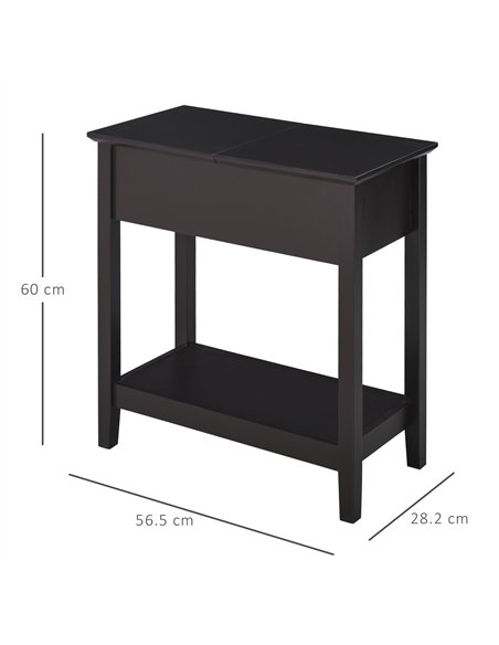 HOMCOM End Table, Narrow Side Table with Flip Top , Shelf, Dark Coffee - pic 196497 | FastDaddyshop
