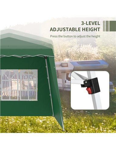Outsunny Pop Up Gazebo with 2 Sides, Slant Legs, Carry Bag, UV50+, Green