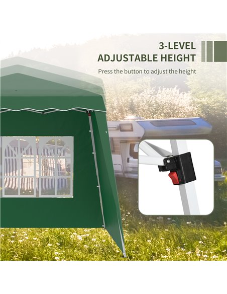 Outsunny Pop Up Gazebo with 2 Sides, Slant Legs, Carry Bag, UV50+, Green - pic 19650 | FastDaddyshop