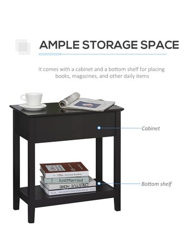 HOMCOM End Table, Narrow Side Table with Flip Top , Shelf, Dark Coffee