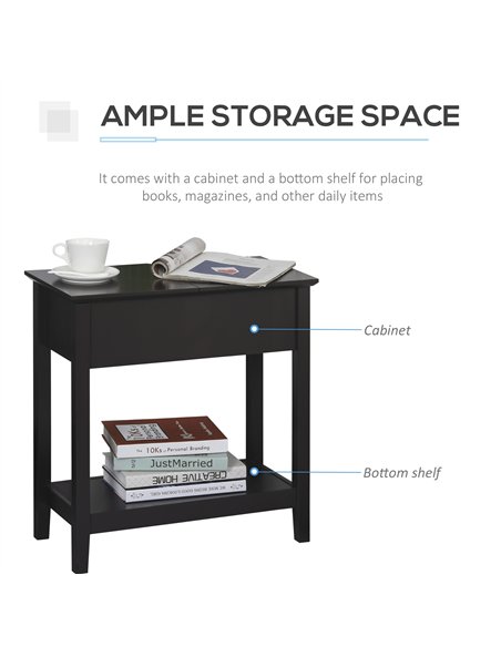 HOMCOM End Table, Narrow Side Table with Flip Top , Shelf, Dark Coffee - pic 196500 | FastDaddyshop