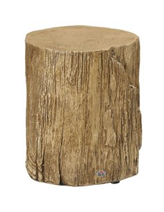 HOMCOM Tree Stump End Table, Round Concrete Side Table for Indoor and Outdoor Use, Natural Wood Effect