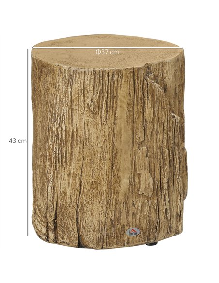 HOMCOM Tree Stump End Table, Round Concrete Side Table for Indoor and Outdoor Use, Natural Wood Effect - pic 196506 | FastDaddyshop