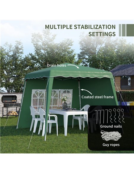 Outsunny Pop Up Gazebo with 2 Sides, Slant Legs, Carry Bag, UV50+, Green - pic 19651 | FastDaddyshop