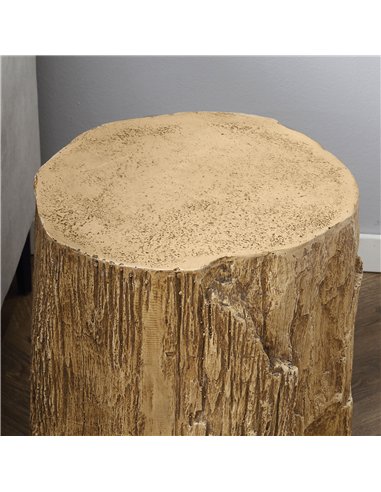 HOMCOM Tree Stump End Table, Round Concrete Side Table for Indoor and Outdoor Use, Natural Wood Effect