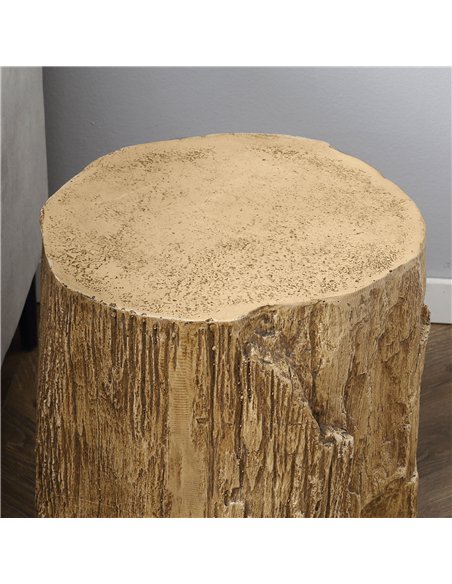 HOMCOM Tree Stump End Table, Round Concrete Side Table for Indoor and Outdoor Use, Natural Wood Effect - pic 196511 | FastDaddyshop