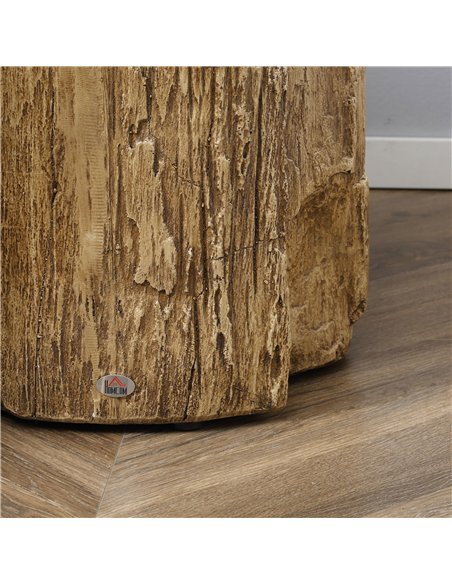 HOMCOM Tree Stump End Table, Round Concrete Side Table for Indoor and Outdoor Use, Natural Wood Effect - pic 196512 | FastDaddyshop