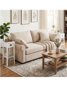 HOMCOM 2-Tier Side Tables Set of 2 with Drawer and Shelf, 2 Pieces Bedside Tables for Living Room and Hallway, White 2
