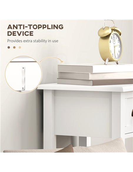 HOMCOM 2-Tier Side Tables Set of 2 with Drawer and Shelf, 2 Pieces Bedside Tables for Living Room and Hallway, White - pic 196518 | FastDaddyshop