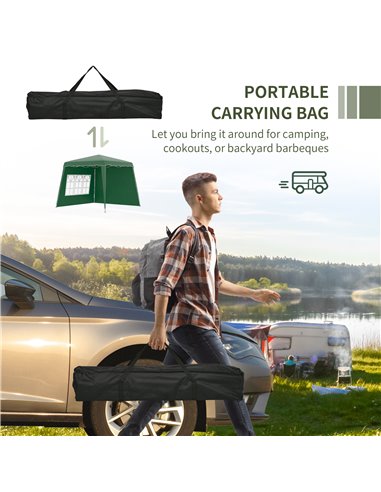 Outsunny Pop Up Gazebo with 2 Sides, Slant Legs, Carry Bag, UV50+, Green