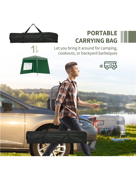 Outsunny Pop Up Gazebo with 2 Sides, Slant Legs, Carry Bag, UV50+, Green - pic 19652 | FastDaddyshop