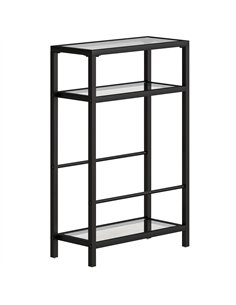 HOMCOM 3-Tier Side Table, Narrow End Table with Storage Shelf and Tempered Glass Tabletop for Small Spaces, Black
