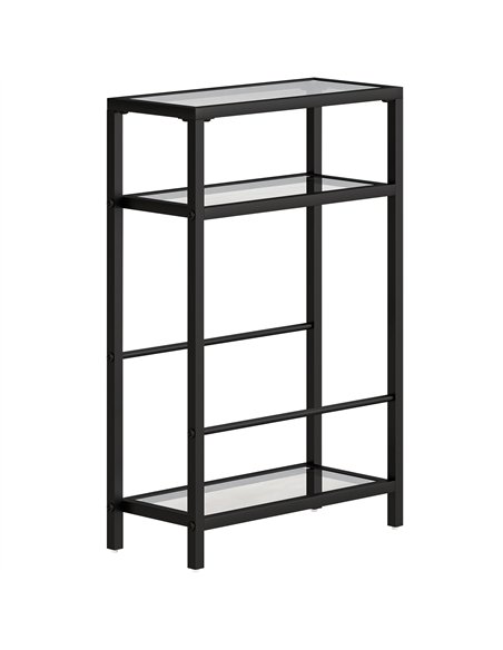 HOMCOM 3-Tier Side Table, Narrow End Table with Storage Shelf and Tempered Glass Tabletop for Small Spaces, Black - pic 196522 | FastDaddyshop