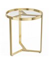HOMCOM Round Side Table with Tempered Glass Top and Geometric Metal Frame for Small Space, Gold Tone