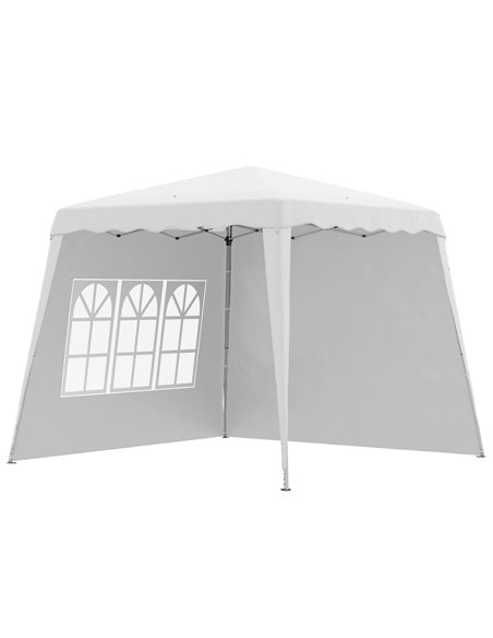 Outsunny 2.9x2.9m Pop Up Gazebo with 2 Sides, Slant Legs, Carry Bag, UV50+, White - pic 19654 | FastDaddyshop