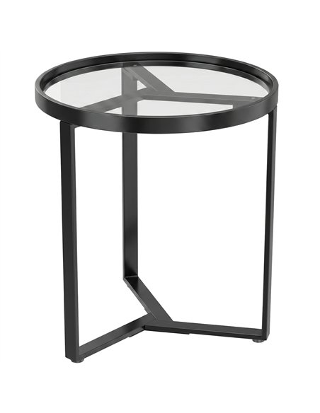 HOMCOM Round Side Table with Tempered Glass Top and Geometric Metal Frame for Small Space, Black - pic 196540 | FastDaddyshop