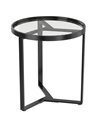 HOMCOM Round Side Table with Tempered Glass Top and Geometric Metal Frame for Small Space, Black