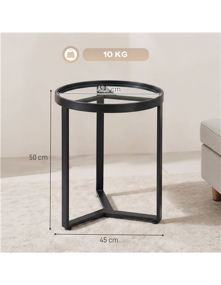 HOMCOM Round Side Table with Tempered Glass Top and Geometric Metal Frame for Small Space, Black - pic 196542 | FastDaddyshop