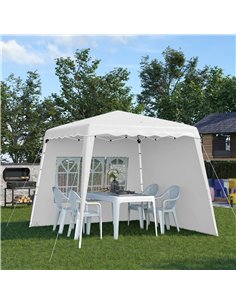 Outsunny 2.9x2.9m Pop Up Gazebo with 2 Sides, Slant Legs, Carry Bag, UV50+, White 2