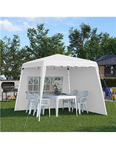 Outsunny 2.9x2.9m Pop Up Gazebo with 2 Sides, Slant Legs, Carry Bag, UV50+, White