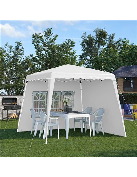 Outsunny 2.9x2.9m Pop Up Gazebo with 2 Sides, Slant Legs, Carry Bag, UV50+, White - pic 19655 | FastDaddyshop