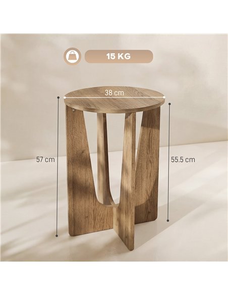 HOMCOM End Table Compact Round Side Table with Curved Legs in Coffee Wood Effect - pic 196551 | FastDaddyshop