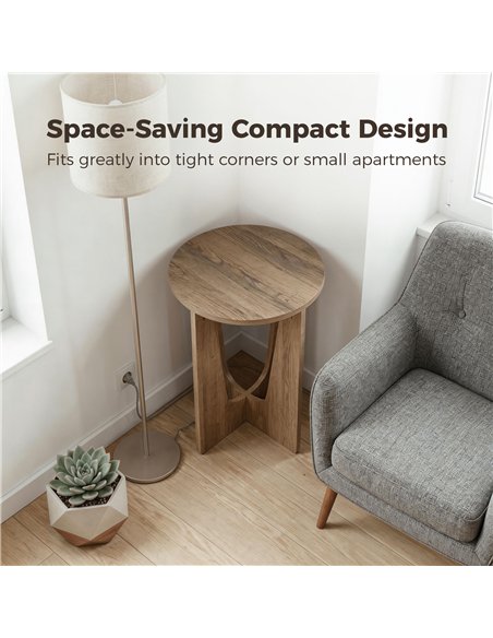 HOMCOM End Table Compact Round Side Table with Curved Legs in Coffee Wood Effect - pic 196554 | FastDaddyshop
