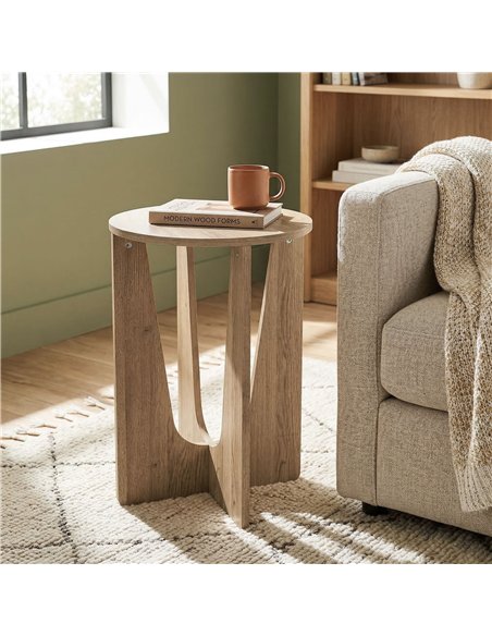 HOMCOM End Table Compact Round Side Table with Curved Legs in Coffee Wood Effect - pic 196557 | FastDaddyshop