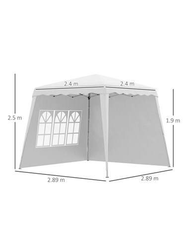 Outsunny 2.9x2.9m Pop Up Gazebo with 2 Sides, Slant Legs, Carry Bag, UV50+, White