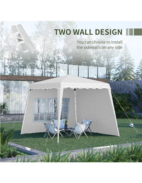 Outsunny 2.9x2.9m Pop Up Gazebo with 2 Sides, Slant Legs, Carry Bag, UV50+, White - pic 19657 | FastDaddyshop
