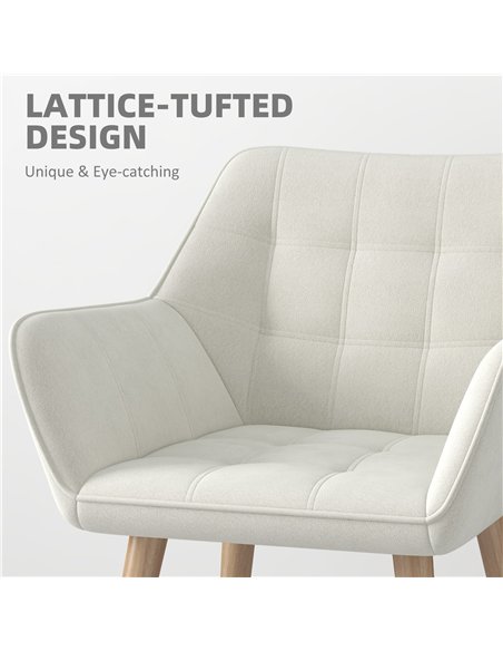 HOMCOM Set of 2 Accent Chair, Arm Chair with Slanted Back, Thick Padding and Rubber Wooden Legs for Living Room, Cream White - pic 196571 | FastDaddyshop