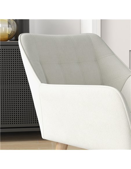 HOMCOM Set of 2 Accent Chair, Arm Chair with Slanted Back, Thick Padding and Rubber Wooden Legs for Living Room, Cream White - pic 196574 | FastDaddyshop