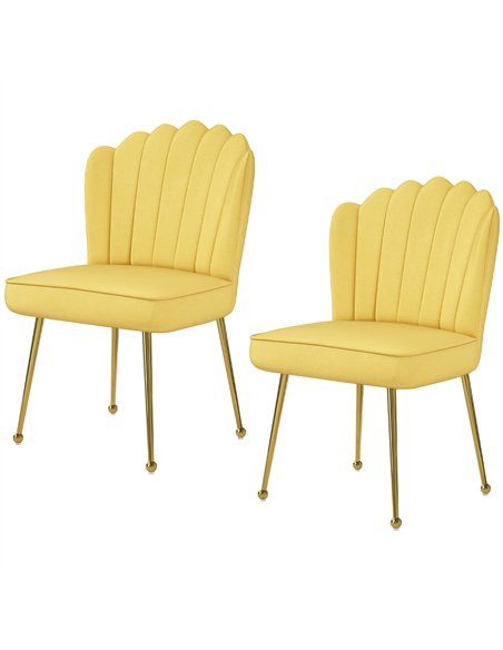 HOMCOM Set of 2 Velvet-Feel Shell Accent Chair - Yellow - pic 196576 | FastDaddyshop