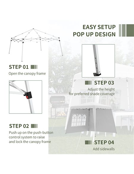 Outsunny 2.9x2.9m Pop Up Gazebo with 2 Sides, Slant Legs, Carry Bag, UV50+, White - pic 19658 | FastDaddyshop