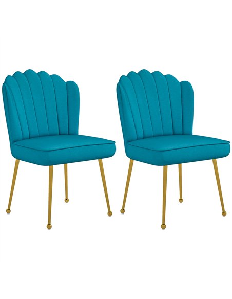HOMCOM Set of 2 Velvet-Feel Shell Accent Chair - Blue - pic 196585 | FastDaddyshop