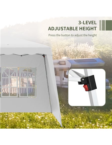 Outsunny 2.9x2.9m Pop Up Gazebo with 2 Sides, Slant Legs, Carry Bag, UV50+, White - pic 19659 | FastDaddyshop