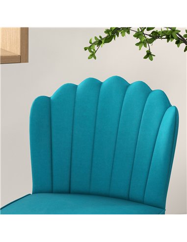 HOMCOM Set of 2 Velvet-Feel Shell Accent Chair - Blue