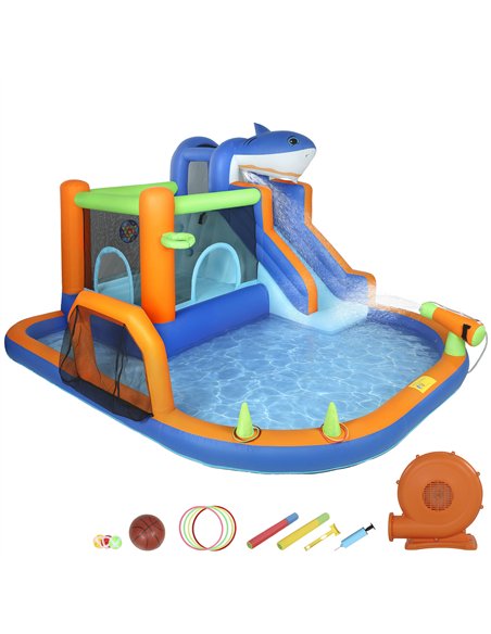 AIYAPLAY Inflatable Bouncy Castle for Kids, Sharks Theme Jumping Bounce House with Slide, Climbing Wall for Indoor Outdoor - pic 196594 | FastDaddyshop