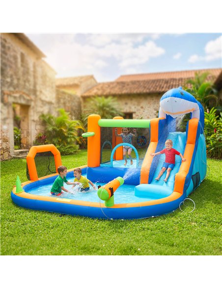 AIYAPLAY Inflatable Bouncy Castle for Kids, Sharks Theme Jumping Bounce House with Slide, Climbing Wall for Indoor Outdoor - pic 196595 | FastDaddyshop